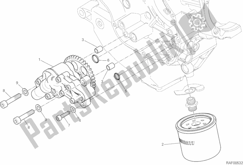 Alle onderdelen voor de Oliepomp - Filter van de Ducati Diavel Xdiavel S 1260 2016